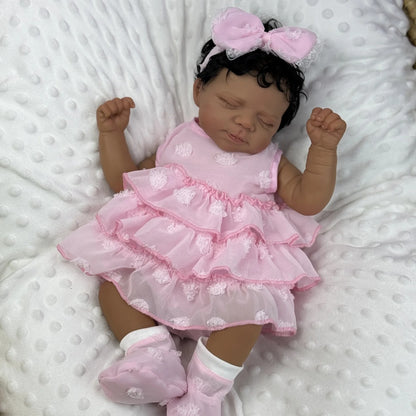 48cm Realistic Ma Closed Eyes Dark Skin Reborn Baby-Pascale