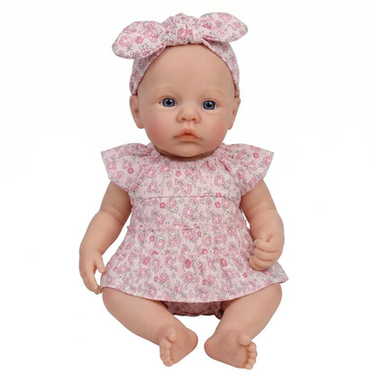 18 Inches Realistic Full Silicone Meadow Reborn Doll Girl in Floral Dress