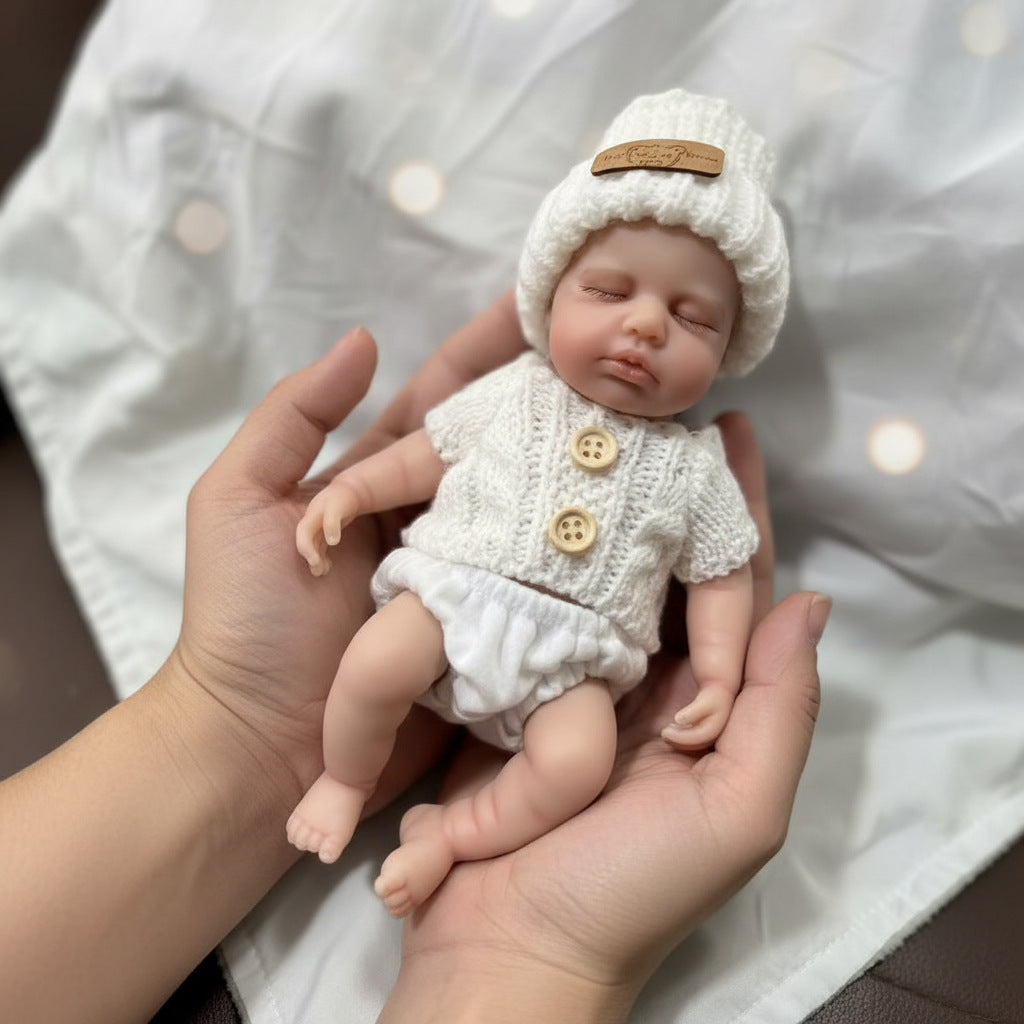 20cm Full Silicone Loulou Reborn Baby Girl In White Sweater