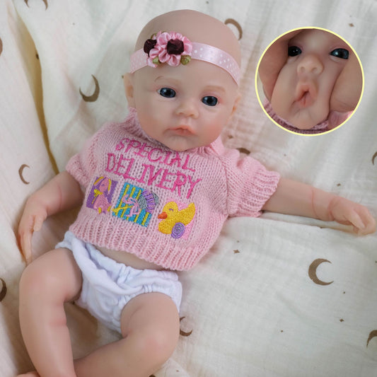 30cm Soft Full Silicone Meadow Reborn Baby Girl In Pink Sweater