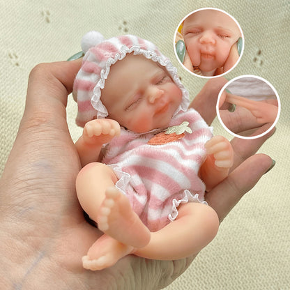 6 Inch Closed Eyes Mini Silicone Reborn Doll Girl-Pascale