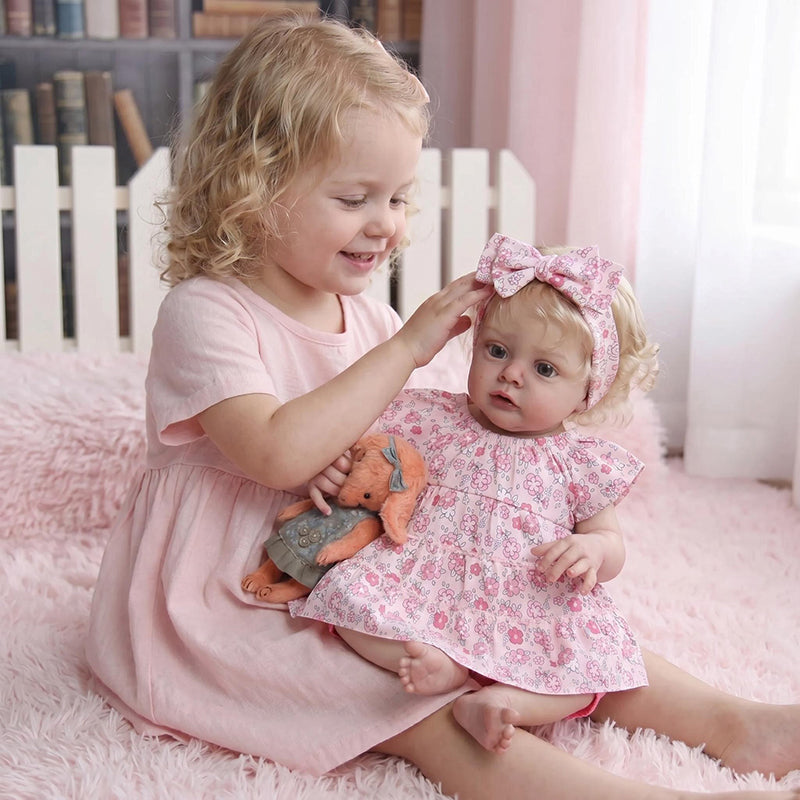19 Inches Blonde Hair Chloe Reborn Doll In Floral Dress