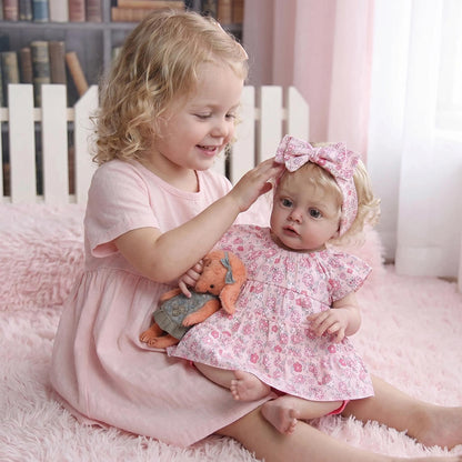19 Inches Blonde Hair Chloe Reborn Doll In Floral Dress