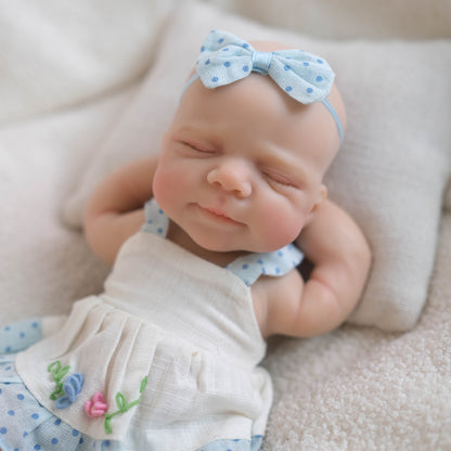 20cm Full Silicone Pascale Reborn Baby Girl In Blue Dress