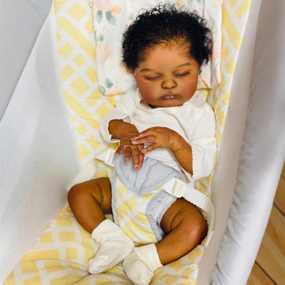 Elsie 19 Inches Lifelike Closed Eyes Dark Skin Reborn Doll-Laura