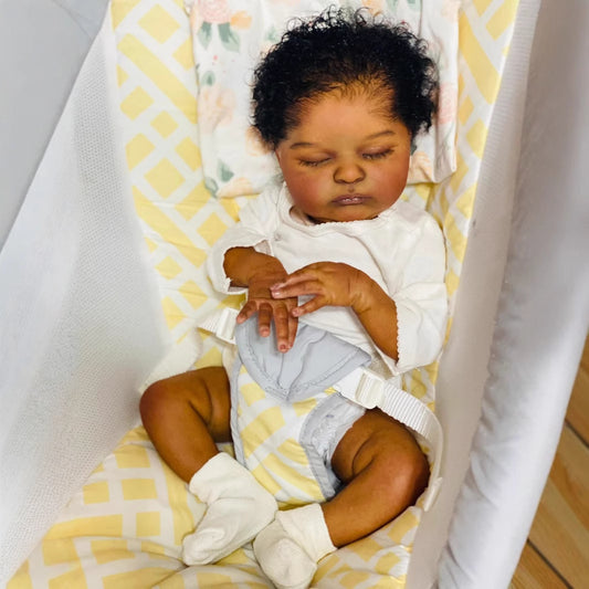 Elsie 19 Inches Lifelike Closed Eyes Dark Skin Reborn Doll-Laura
