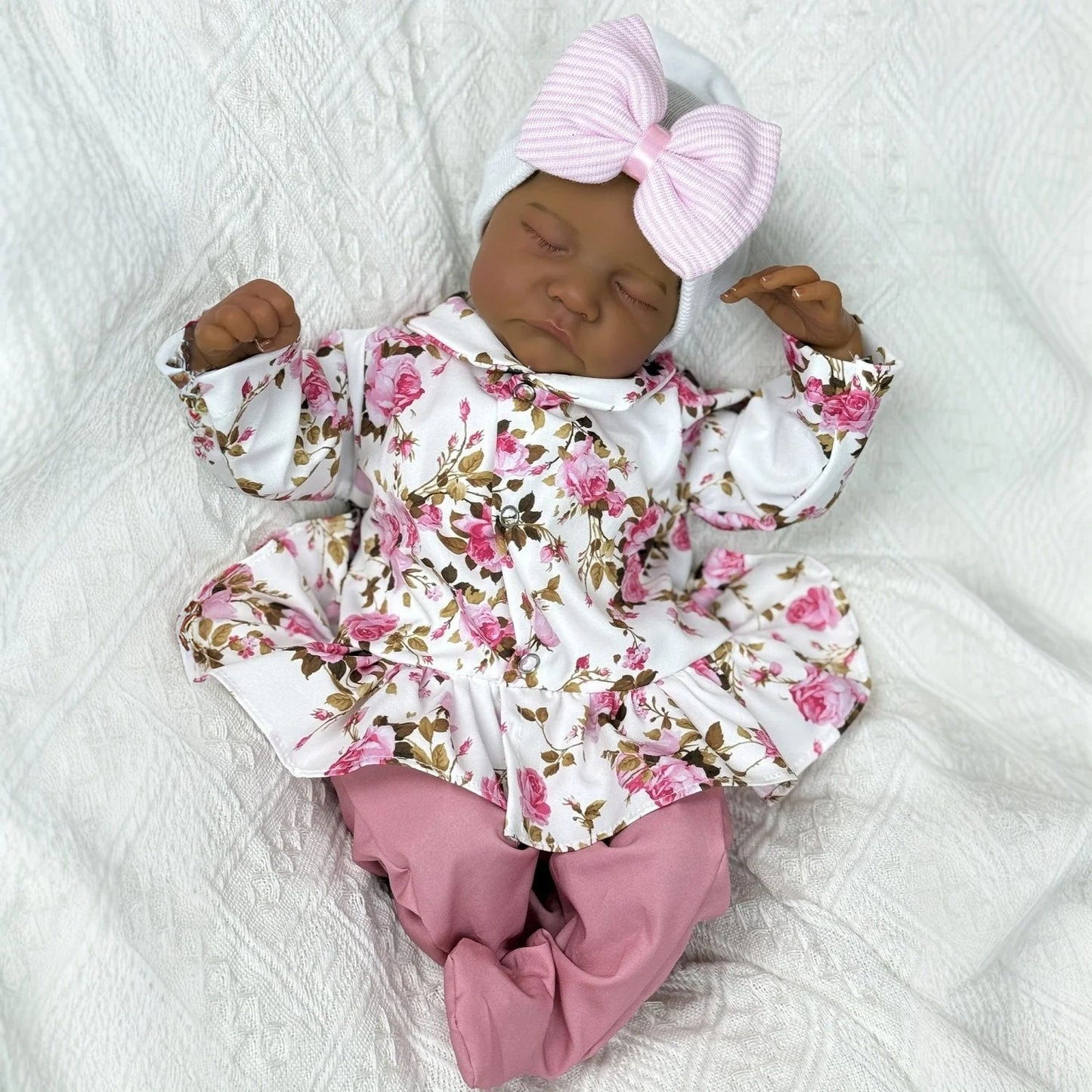 45cm Elsie Closed Eyes Dark Skin Soft Body Reborn Baby Levi