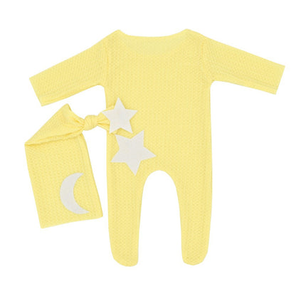 Star and Moon Knitted Bodysuit and Hat Two-Piece Set for 18-20 Inches Dolls