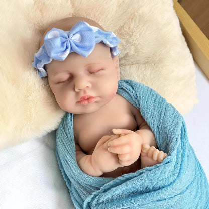 30cm Lifelike Full Silicone Asleep Reborn Doll Girl-Loulou