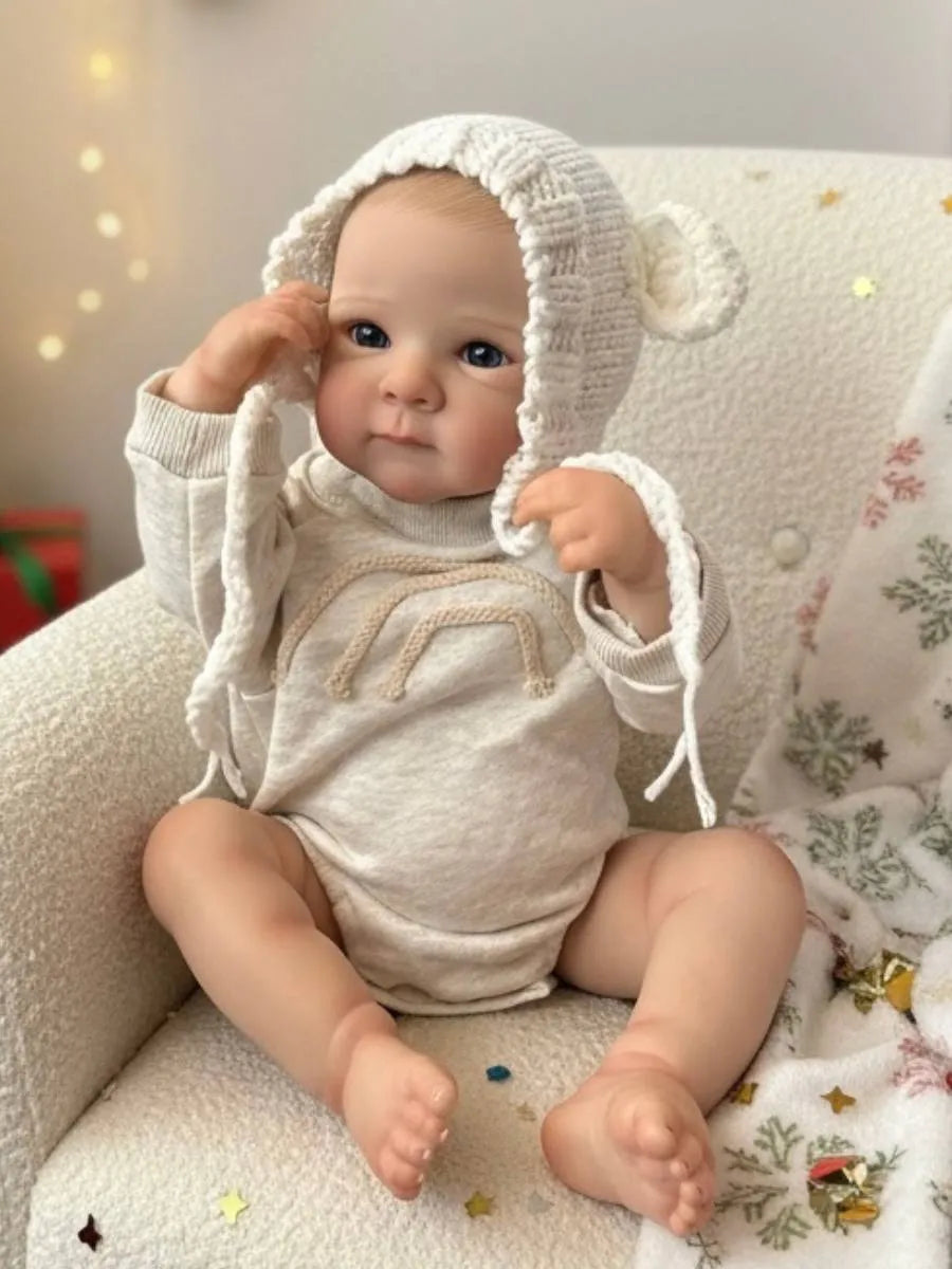 18 Inches Open Eyes Bettie Reborn Baby Girl In Gray Bodysuit