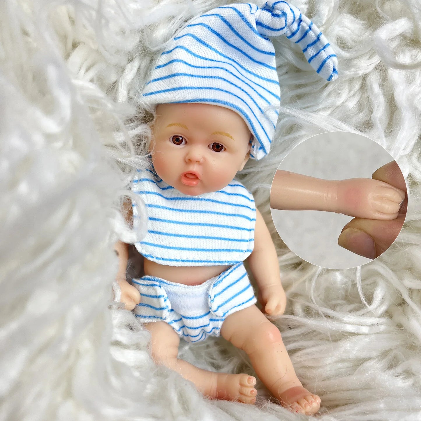15cm Open Eyes Full Silicone Mini Reborn Doll Twins