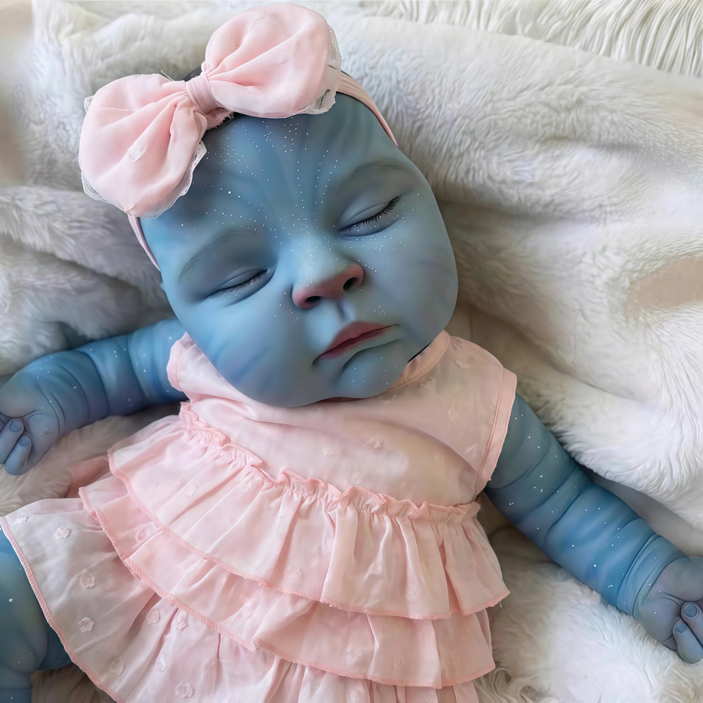 19 Inch Peaches Closed Eyes Reborn Baby Girl Avatar in Pink Dress