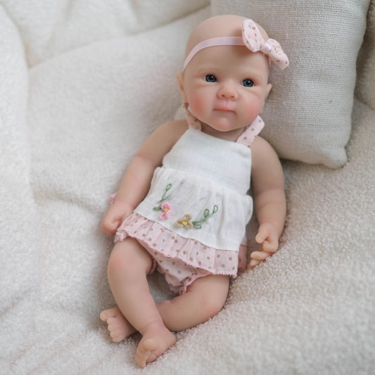 20cm Soft Full Silicone Bettie Reborn Baby Girl In White Dress