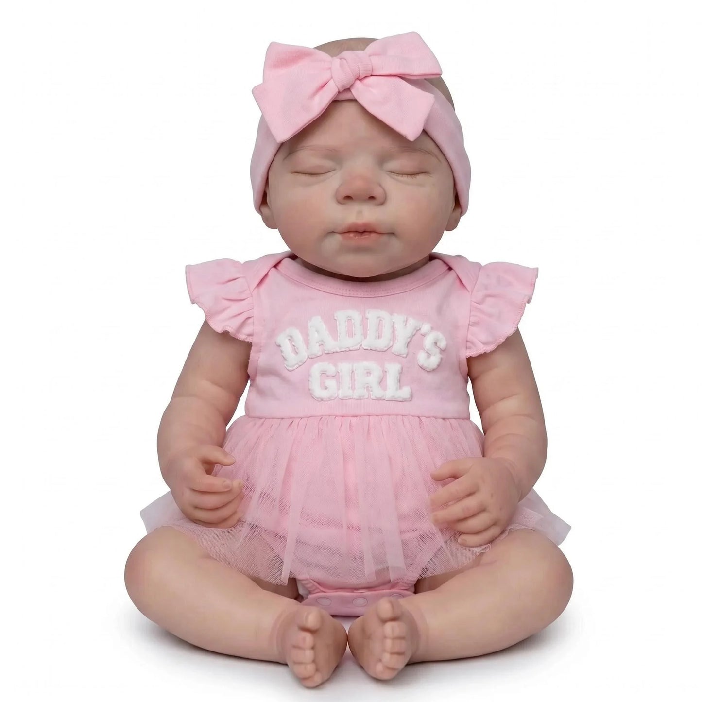 18 Inches Realistic Full Silicone Pascale Reborn Doll Girl in Pink Dress