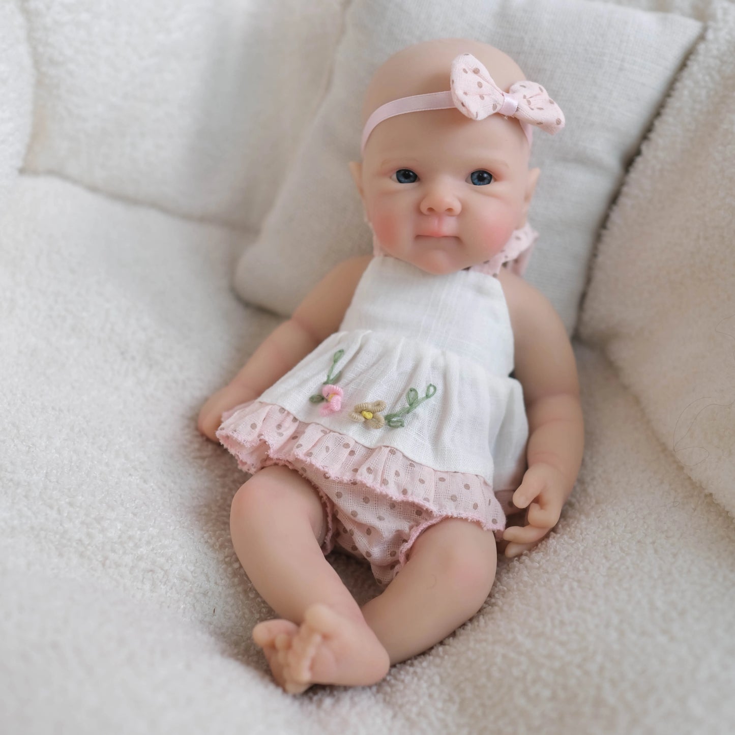 20cm Soft Full Silicone Bettie Reborn Baby Girl In White Dress