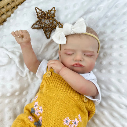 20 Inches 3D-Painted Rosalie Asleep Reborn Dolls In Yellow Knitted Outfits