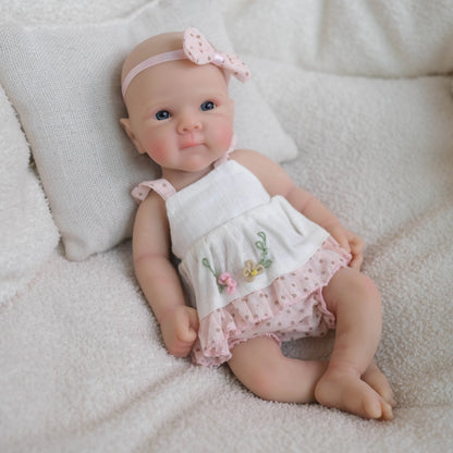 20cm Soft Full Silicone Bettie Reborn Baby Girl In White Dress
