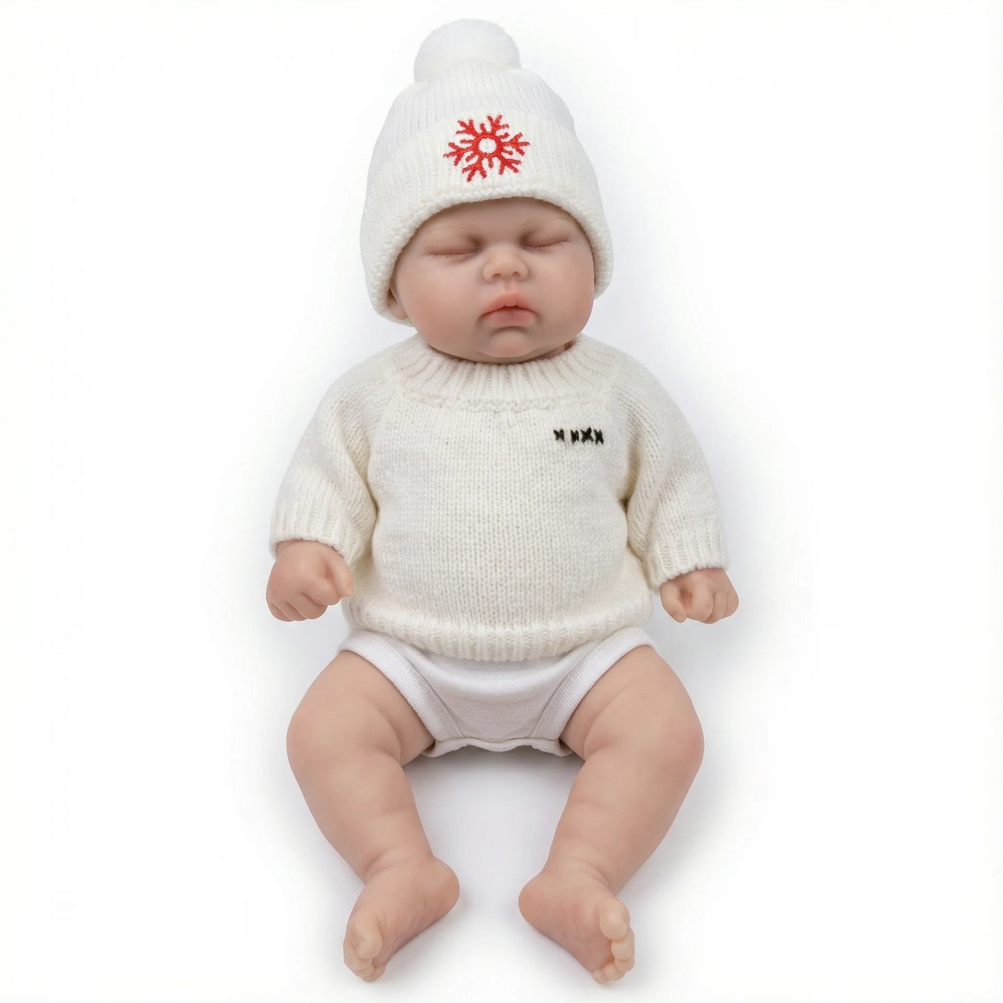 30cm Full Silicone Closed Eyes Reborn Doll Girl Pickle in White Sweater