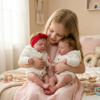 50cm Realistic Closed Eyes Loulou Reborn Doll Girl In White Clothes