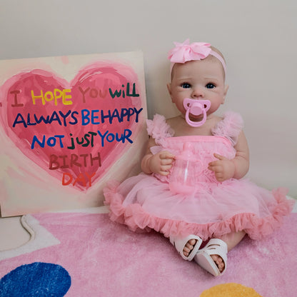 18 Inches Cute Open Eyes Bettie Reborn Dolls Girl In Pink Dress