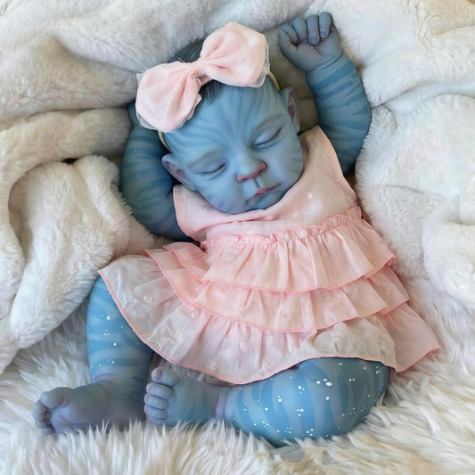 19 Inch Peaches Closed Eyes Reborn Baby Girl Avatar in Pink Dress