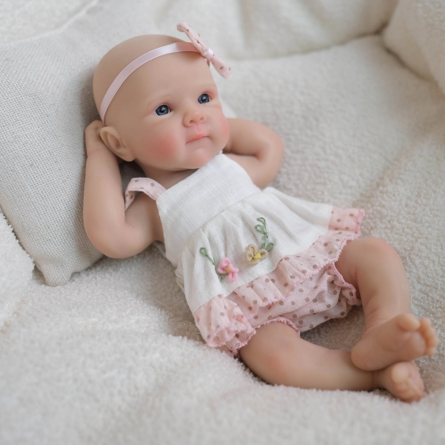 20cm Soft Full Silicone Bettie Reborn Baby Girl In White Dress