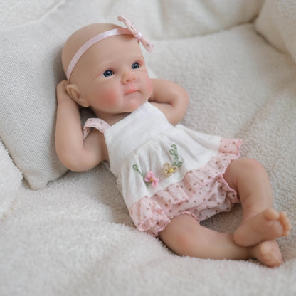 20cm Soft Full Silicone Bettie Reborn Baby Girl In White Dress