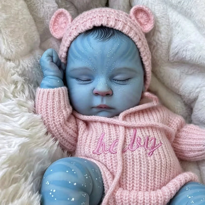 19 Inch Peaches Asleep Reborn Avatar Baby Girl in Pink Knitted Rompers