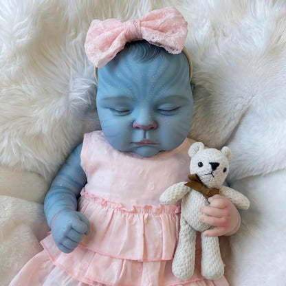 19 Inch Peaches Closed Eyes Reborn Baby Girl Avatar in Pink Dress