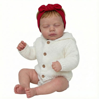 50cm Realistic Closed Eyes Loulou Reborn Doll Girl In White Clothes