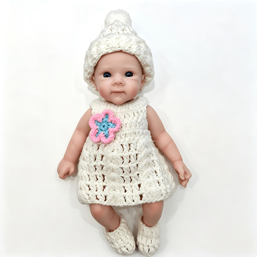 30cm Full Silicone Bettie Reborn Baby Girl in White Knitwear