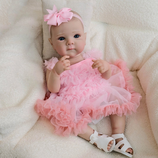 18 Inches Cute Open Eyes Bettie Reborn Dolls Girl In Pink Dress