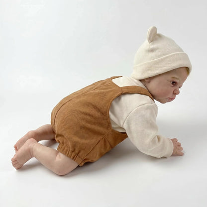 19 Inches Open Eyes Heron Reborn Doll In Brown Bear Outfits