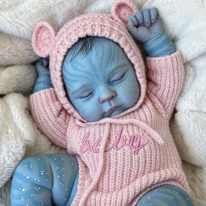 19 Inch Peaches Asleep Reborn Avatar Baby Girl in Pink Knitted Rompers