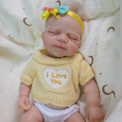 30cm Full Silicone Openable Mouth Pascale Reborn Doll Girl In Yellow Sweater
