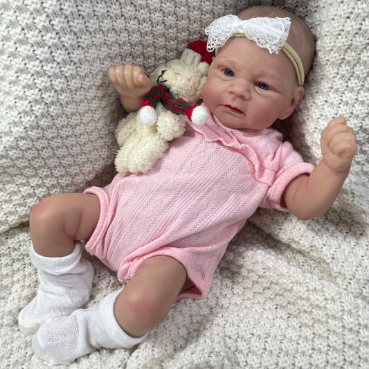 19 Inches Blue Eyes Reborn Baby Girl In Pink Clothes-Elijah