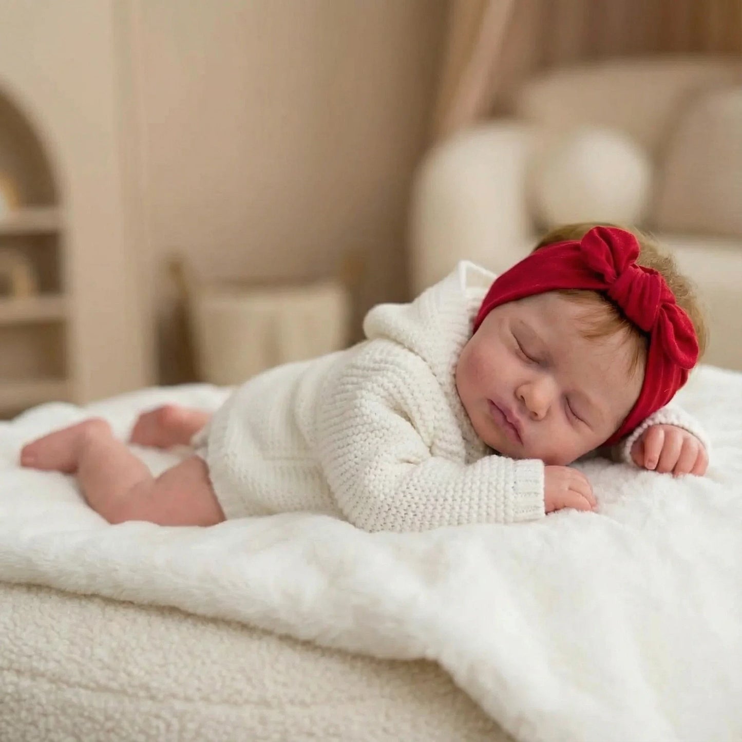 50cm Realistic Closed Eyes Loulou Reborn Doll Girl In White Clothes