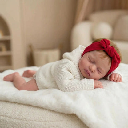 50cm Realistic Closed Eyes Loulou Reborn Doll Girl In White Clothes