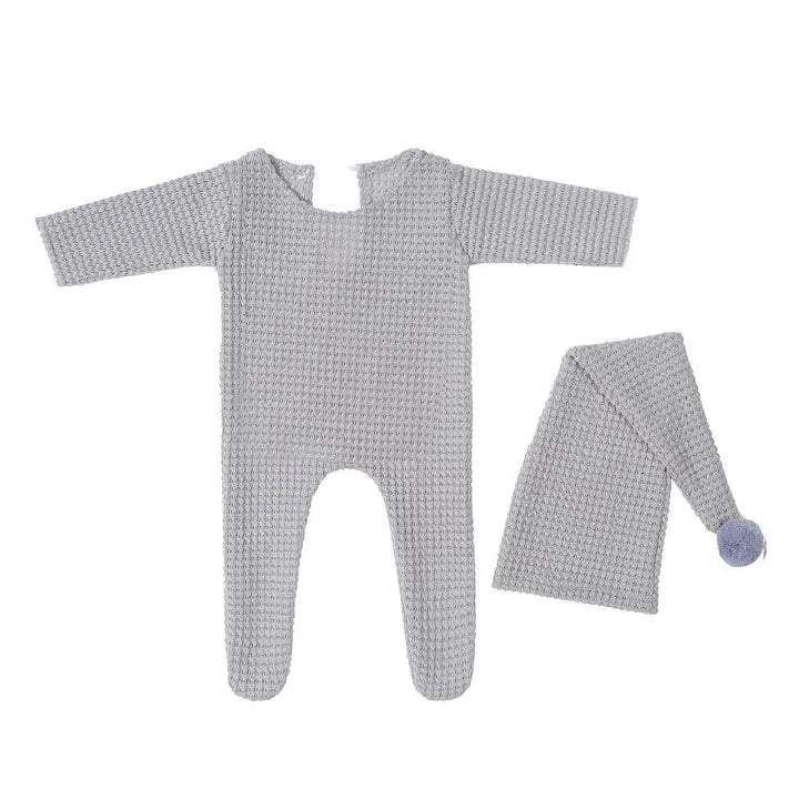 Knitted one-piece jumpsuit with long tail hat 2-piece set for 18-20 Inches Dolls