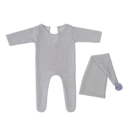 Knitted one-piece jumpsuit with long tail hat 2-piece set for 18-20 Inches Dolls