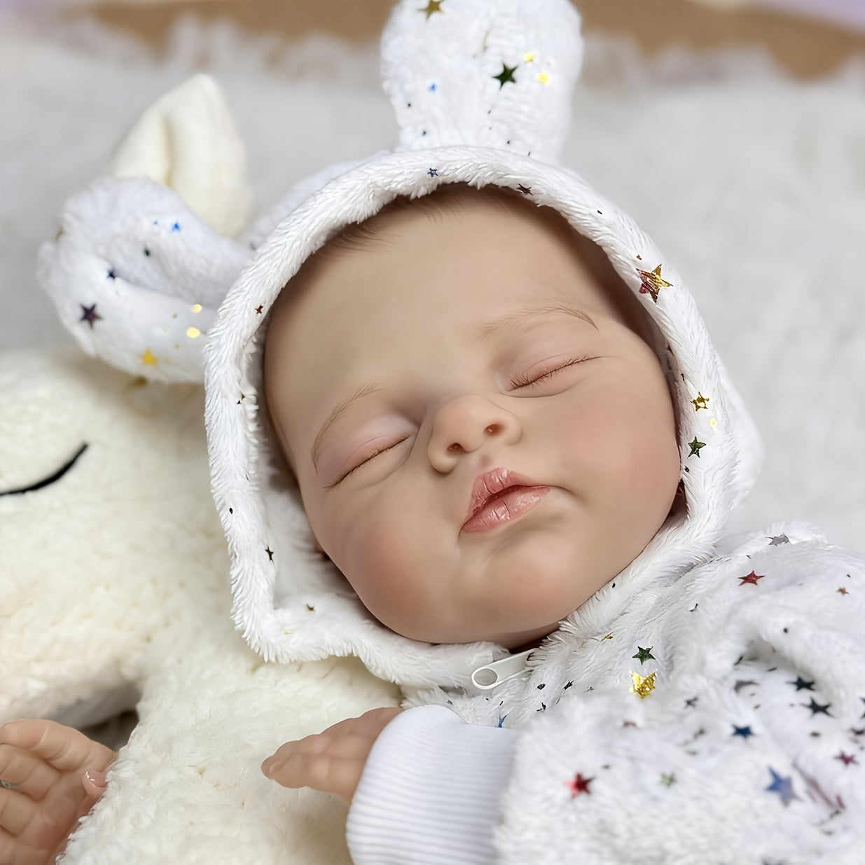 19 inches 3D-Paint Sleeping Irys Reborn Doll in Star White Clothes