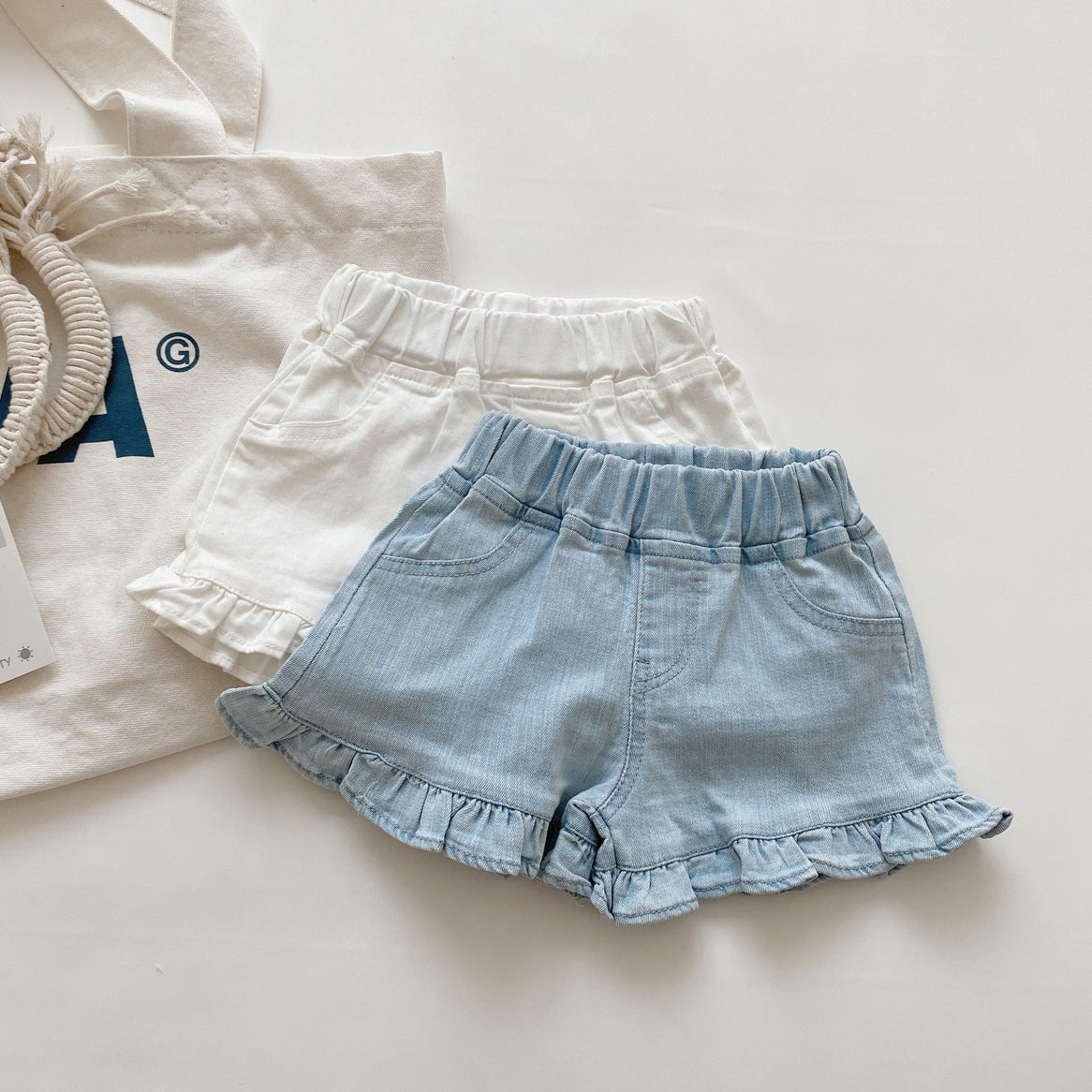 Girls Denim Ruffled Summer shorts