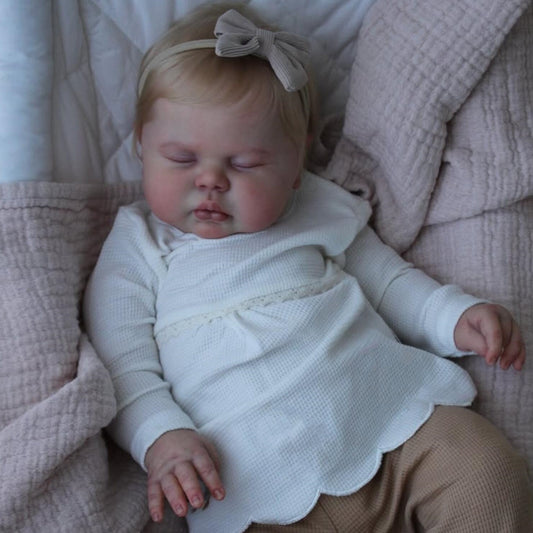 20 Inches 3D Skin Blonde Hair Closed Eyes Reborn Doll - Pickle