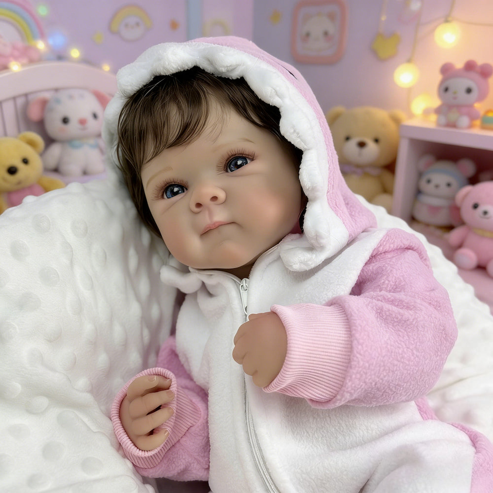 45cm Lifelike Short Hair Bettie Reborn Baby Girl in Pink Romper suit