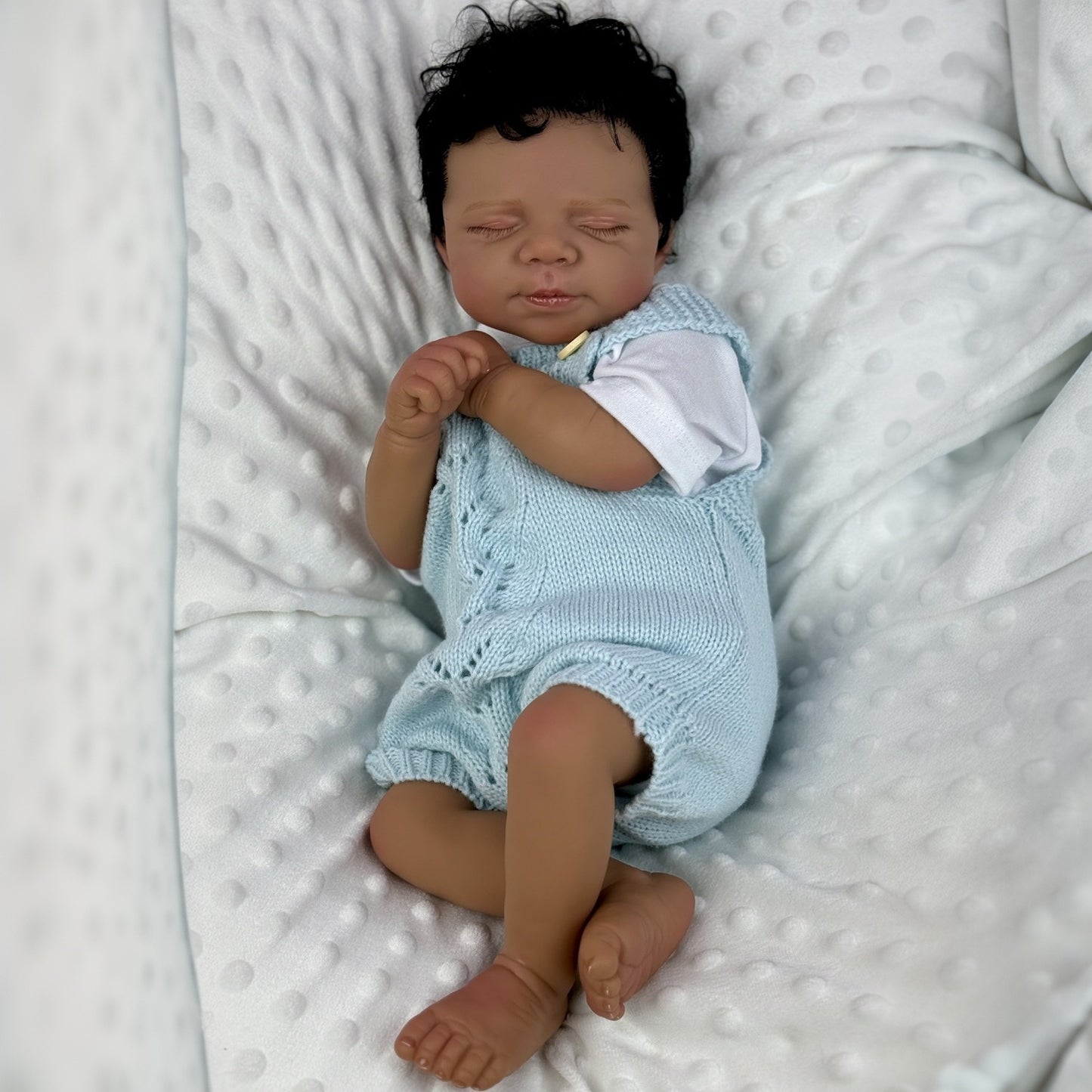 48cm Lifelike Soft Body Dark Skin Closed Eyes Reborn Doll Pascale