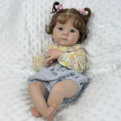 48cm Open Eyes Soft Body Reborn Doll Bettie In Floral Clothes