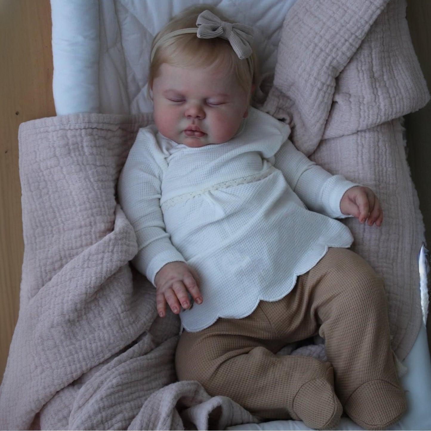 20 Inches 3D Skin Blonde Hair Closed Eyes Reborn Doll - Pickle