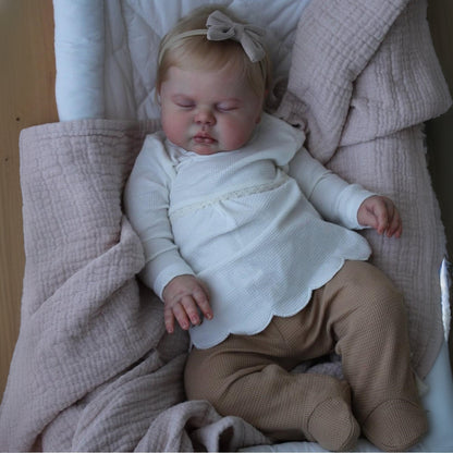 20 Inches 3D Skin Blonde Hair Closed Eyes Reborn Doll - Pickle