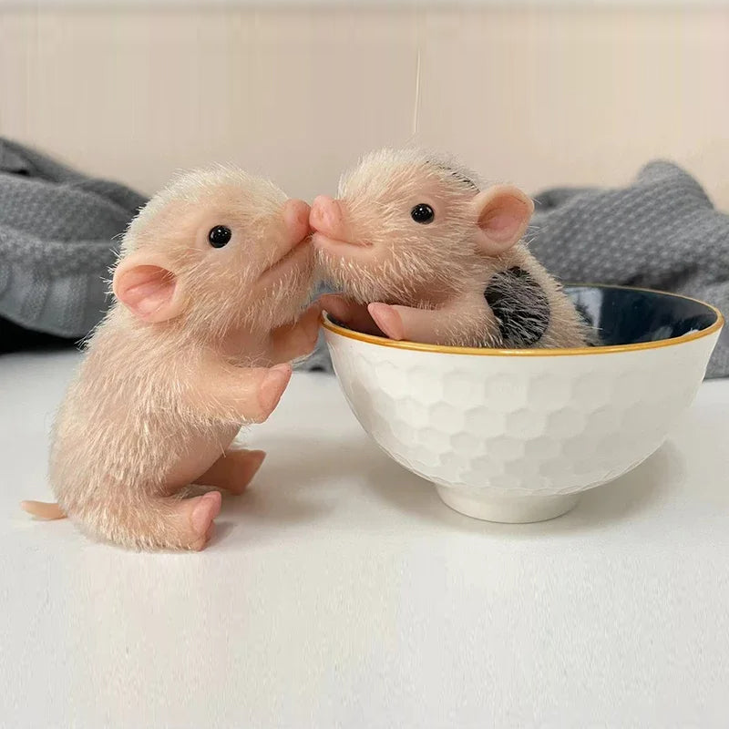 12cm realistic silicone open eyes mini reborn piglets