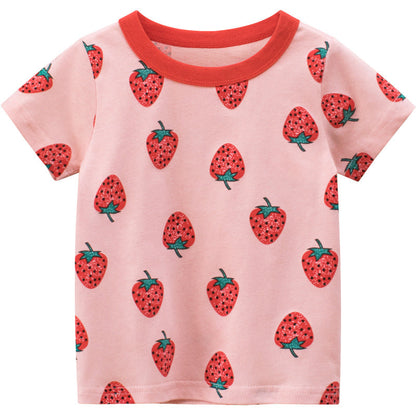 Strawberry Pink Crew Neck Short Sleeve T-Shirt